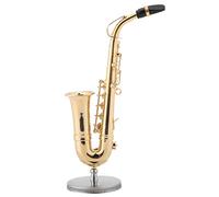 Accesorios para Saxofón Instrumentos en Miniatura Réplica de Saxofón Alto en Miniatura de 14 × 7 × 5 con Soporte y Estuche Adornos de Modelo de Instrumento Chapado en Oro