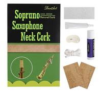 Accesorios para saxofón, kit de repuesto para saxofón soprano, 2 corchos de saxofón, pegamento, grasa de corcho, cuchillo, cinta adhesiva y papel de lija.