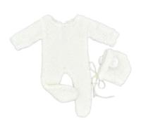 Accesorios para sesión de fotos de bebé, forro polar bereber, gorro y mono de orejas de oso, accesorios para fotografía de recién nacidos, traje de fotografía infantil, mono de felpa de 2 piezas para