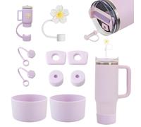 Accesorios para Stanley Cup Traje Incluye - 6 tapones de silicona herméticos, 2 tapas para pajitas, 2 funda de silicona, para el vaso 800ml -1100ml (morado)