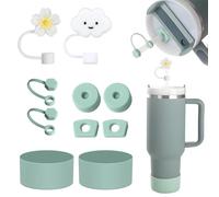 Accesorios para Stanley Cup Traje Incluye - 6 tapones de silicona herméticos, 2 tapas para pajitas, 2 funda de silicona, para el vaso 800ml -1100ml (verde)