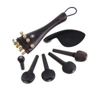 Accesorios para violín 4/4 3/4 1/2 1/4 Pieza Trasera De Ébano Negro Mentón 4 Uds Clavija Endpin Afinadores Finos Para 4/4 Conjunto De Piezas De Violín Eléctrico Acústico(1/2)