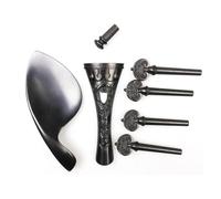Accesorios para Violín Patrones marrones tallados ébano 1 juego 4/4 cordal+clavijas de afinación+pasadores+mentonera/soporte de barbilla(Color:Ebony 2)