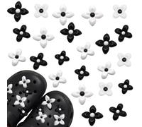 Accesorios para Zapatos de Mujer, 24 Piezas Trefol de Cuatro Hojas Pins para Crocs Flor Linda Charms Crocs para Niñas Adolescentes Zapatillas de Tope y Agujero para Mujeres