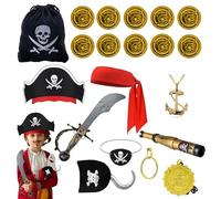 Accesorios Piratas para Niños, Conjunto de Disfraz de Halloween para Niños Pequeños, Accesorios para Fiestas Temáticas, Halloween, Carnaval y Teatro
