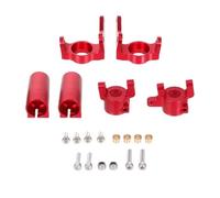 Accesorios RC Compatible con Axial para SCX10 90046 90047 RC Aleación De Aluminio De Piezas De Automóvil Dirección Delantera Soporte De Buje Knuckles C Bloqueo del Eje Trasero Poner(Red)