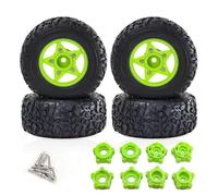 Accesorios RC para Traxxas para Slash para Arrma para Senton para Vkar para SCX10 1/8 1/10 4 Piezas 109 Mm Neumático Camión Recorrido Corto 12 14 17 Rueda Hexagonal RC(Green)