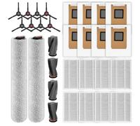 Accesorios Repuestos para Aspiradora Robot eufy C28/ Omni C28, 30 Piezas | 4 Cepillos de Rodillo de Goma, 8 Cepillos Laterales, 8 Bolsas Para Polvo, 8 Filtros HEPA, 2 Fregonas de Rodillo