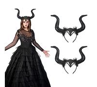 Accesorios Set Disfraz de Maléfica Reina Diadema de Cuerno Negro Halloween Cuernos de Demonio,Halloween Cosplay Evil Latex Hat Color negro, Cuernos Halloween Demonio,Diadema De Cuernos,2 Piezas