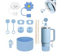 Accesorios Stanley - 11 Piezas, Incluidos 6 Protectores Antiderrame, 2 Tapones para Pajitas, 2 Accesorios Colgantes, 1 Funda de Silicona (Azul)