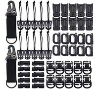 Accesorios Tácticos Molle,RoadLoo 52 Pcs Multiusos Tactical Gear Clip Set Llaveros Molle,Clip de Tubo de Agua con D Bloqueo Web Dominators con Cuerda Elástica para Bolsas Tácticas Mochila y Chaleco