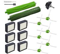 Accesorios y piezas de repuesto compatibles con iRobot Roomba i7 i7+, i3 i3+, i4 i4+, i5 i5+, i6, i8, i1, i2, e5, e6, e7, serie i J -1 rueda delantera,1 cepillo de goma,6 filtros,6 cepillos laterales