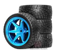 Accessori Mejoras RC para Tamiya para TT01 para TT02 XV01 TA06 A959 PTG2 para HPI para Kyosho 1/10 4 Piezas Neumáticos Ruedas Diámetro 2,56' RC para Rally para Carreras(Blue)