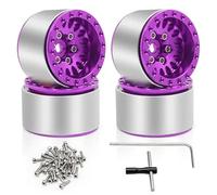 Accessori Mejoras Rc Para TRX4M Para SCX24 AX24 1/18 1/24 4 Uds Llanta Rueda Beadlock Aleación Aluminio Cubos Ruedas Para Cubo Rueda Trepador Control Remoto Accesorio Actualización RC(PURPLE)