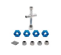 Accessori Mejoras RC para Yudi GR M16 1/16 Kit De Piezas para Coche Teledirigido con 12 Mm Tuerca Antiaflojamiento Y Funda Metal para Pie Grande RC(Blue)