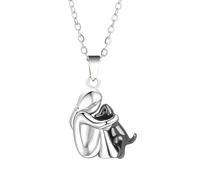 Accessorie Collar de Abrazo de Plata de Ley para Mujeres y Hombres, Collar de Perro abrazado, Abrazo de mamá e Hijo, Colgante de alas de ángel de Abrazo, Collar de Besos y Abrazos de Dos Manos,
