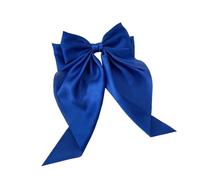 Accessories Hair Clips For Women Girls Big Bowknot Solid Satin Long Ribbon Bows Spring Clamp Barette Cheveux Femme(Blue)
