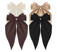 Accessories Hair Clips For Women Girls Big Bowknot Solid Satin Long Ribbon Bows Spring Clamp Barette Cheveux Femme(S11-4PCS)