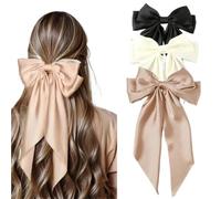 Accessories Hair Clips For Women Girls Big Bowknot Solid Satin Long Ribbon Bows Spring Clamp Barette Cheveux Femme(S9-3PCS)