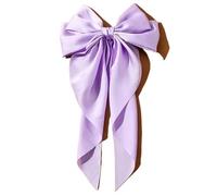 Accessories Hair Clips For Women Girls Big Bowknot Solid Satin Long Ribbon Bows Spring Clamp Barette Cheveux Femme(PURPLE)