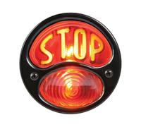 Accessories KA0022 Black 12V Duolamp Tail Light for Ford Model A with Amber "STOP" Script on Red Glass Lens(black)(1pcs)