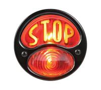 Accessories Ka0022 Black 12v Duolamp Tail Light for Ford Model A with Amber "stop" Script On Red Glass Lens(black)(1pcs) feng
