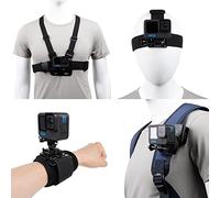 Accessories Set for GoPro Hero 13/12/11/10/9/8/7/6/5/4,New Quick Release Head Strap Mount + Chest Mount Harness + Backpack Clip Holder + 360°Rotating Wrist Strap
