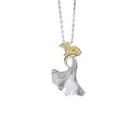 Accessories Vintage S925 Necklace for Women Clavicle Chain and Silver Two-Color Apricot Leaves Handmade Classical Hanfu Jewelry Women's Pendant Necklaces Charm Gift National Old Craft Holiday