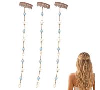 Accessorio per capelli "Sirena da spiaggia", decorazione estiva stile sirena, perline azzurre, ciondoli a forma di stella marina e conchiglia, clip boho con ciondoli marini; ideale per (3PCs)