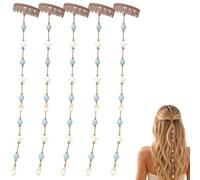 Accessorio per capelli "Sirena da spiaggia", decorazione estiva stile sirena, perline azzurre, ciondoli a forma di stella marina e conchiglia, clip boho con ciondoli marini; ideale per (4PCs)