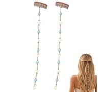 Accessorio per capelli "Sirena da spiaggia", decorazione estiva stile sirena, perline azzurre, ciondoli a forma di stella marina e conchiglia, clip boho con ciondoli marini; ideale per (2PCs)