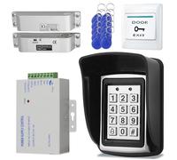 AccessShield Sistema de control de acceso con contraseña o llavero con teclado RFID, fuente de alimentación CC 12 V, interruptor de puerta, cubierta de lluvia, cerradura de perno eléctrico adecuado