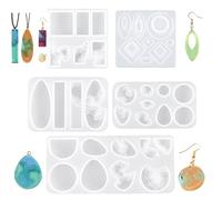 Accfore 5 moldes de resina para colgante de isla, moldes de silicona epoxi estilo océano para manualidades, llavero, joyería