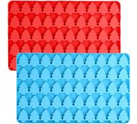 Accfore Mini molde de silicona para árbol de Navidad, 2 piezas de 50 cavidades, molde de chocolate para hacer postres festivos de chocolate, caramelos, gelatina, fondant, galletas, frutas, aperitivos,