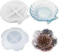 Accfore Moldes de Resina de Concha - Silicona para Plato de Fundición, Epoxi, Bandeja de Joyería y Jabonera - 2 Piezas