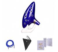 Accfore Zelda Ocarina Instrumento con libro de canciones, 12 agujeros alto C azul de cerámica con caja de regalo, soporte de exhibición, correa para el cuello, bolsa protectora