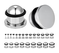 AccGin 1 par de dilatadores de oreja de 1 a 12 mm, joyería de acero quirúrgico con juntas tóricas | 23 opciones de tamaño precisas en incrementos de 0,5 mm para estirar sin dolor, plata muerta, 9 mm