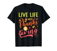 Acción de Gracias Gratitud Agradecido Dando Vida en Vivo Camiseta gráfica económica, Hombre, Negro, XL