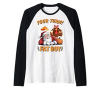 Acción de Gracias Navidad Papá Noel Pavo Tu Turno Gordo Boy Camiseta Manga Raglan
