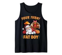 Acción de Gracias Navidad Papá Noel Pavo Tu Turno Gordo Boy Camiseta sin Mangas