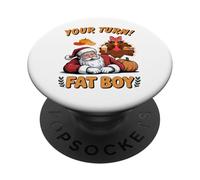Acción de Gracias Navidad Papá Noel Pavo Tu Turno Gordo Boy PopSockets PopGrip Adhesivo