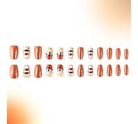 Acción De Gracias Press On Nails Uñas Falsas Palabra De Almendras Con Diseños Calabaza Halloween Acrílico 24 Piezas Aplicación Uñas Rápidas