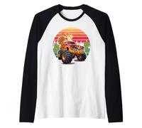 Acción de Gracias Turkey Riding Monster Truck Temporada de Cena Divertida Camiseta Manga Raglan