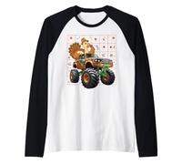 Acción de Gracias Turkey Riding Monster Truck Temporada de Cena Divertida Camiseta Manga Raglan