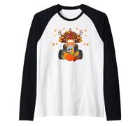 Acción de Gracias Turquía Montando Monster Truck Niños Niños Camiseta Manga Raglan