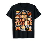Acción de Gracias Un Maestro Agradecido Otoño Groovy Hombres Mujeres Camiseta