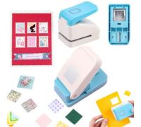 Acción de palanca perforadora cuadrada para cuadrados equiláteros, perfecta para manualidades con papel, álbumes de recortes, tarjetas de bricolaje,(Stamp + 1" Square Punch Set)