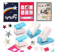 Acción de palanca perforadora cuadrada para cuadrados equiláteros, perfecta para manualidades con papel, álbumes de recortes, tarjetas de bricolaje,(4Pcs Punche Set)