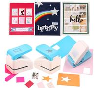 Acción de palanca perforadora cuadrada para cuadrados equiláteros, perfecta para manualidades con papel, álbumes de recortes, tarjetas de bricolaje,(3Pcs Punche Set)
