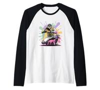 Acción dinámica de Salpicaduras de Color para Receptor de béisbol Camiseta Manga Raglan
